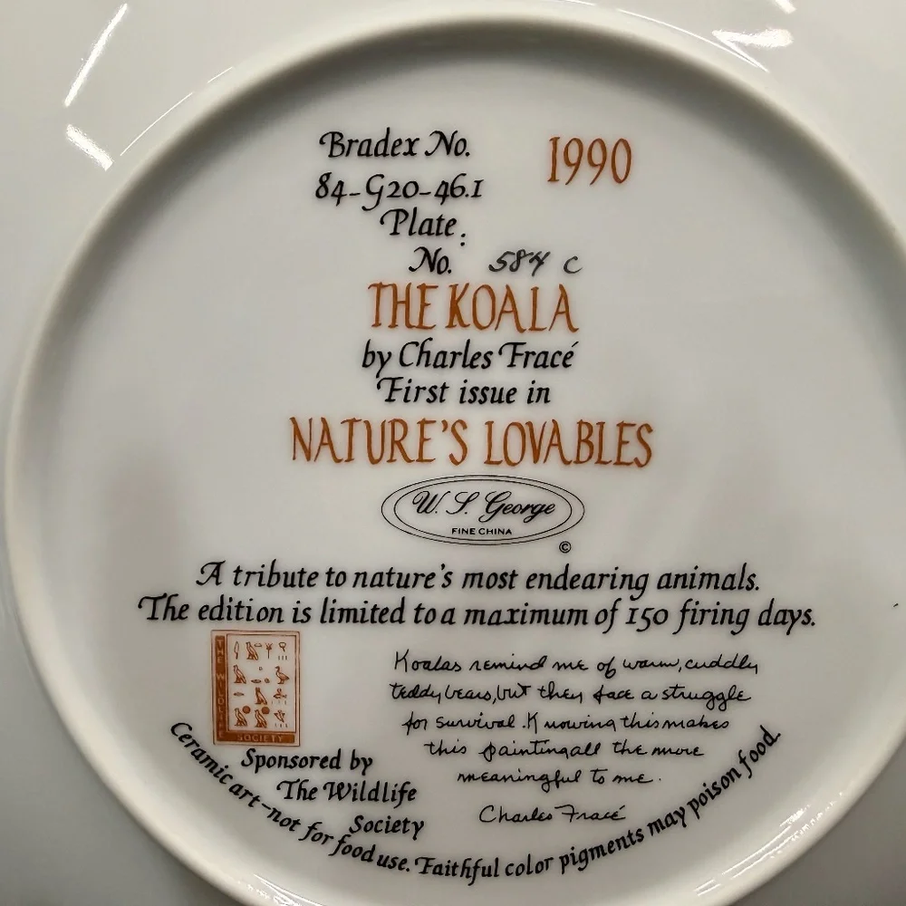 W.L. George “The Koala” by Charles Frace Collector Plate